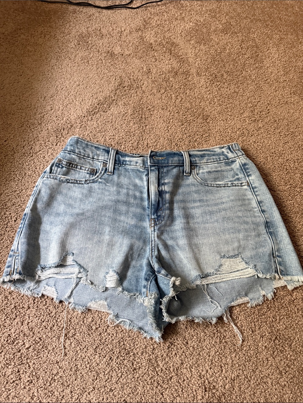 American Eagle Outfitters Light Blue Distressed Jean Shorts